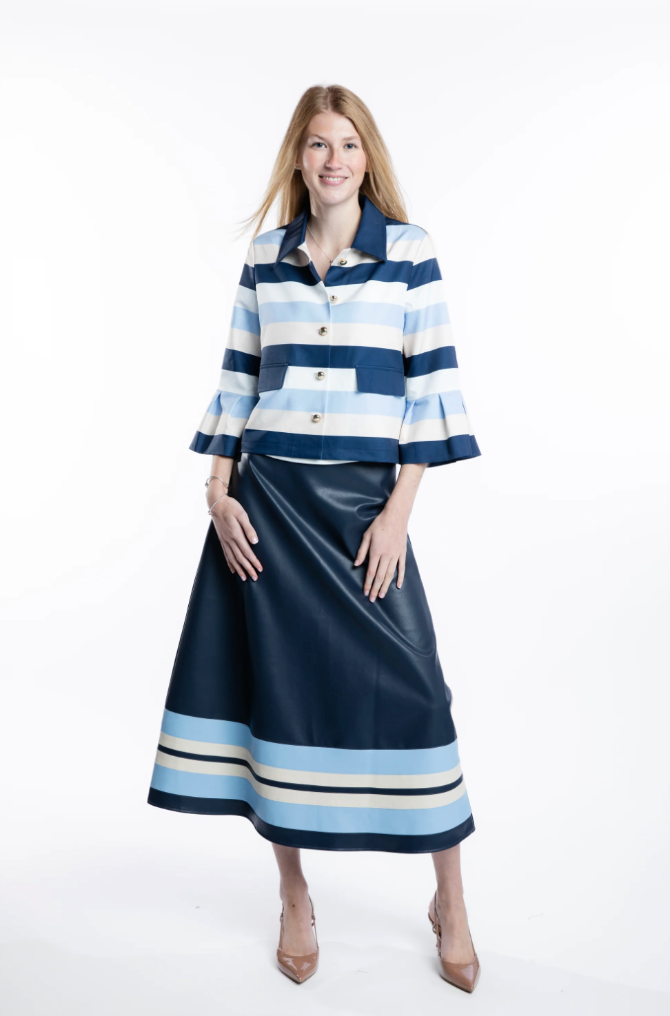The Jackie Stripe Jacket in Blue Stripe