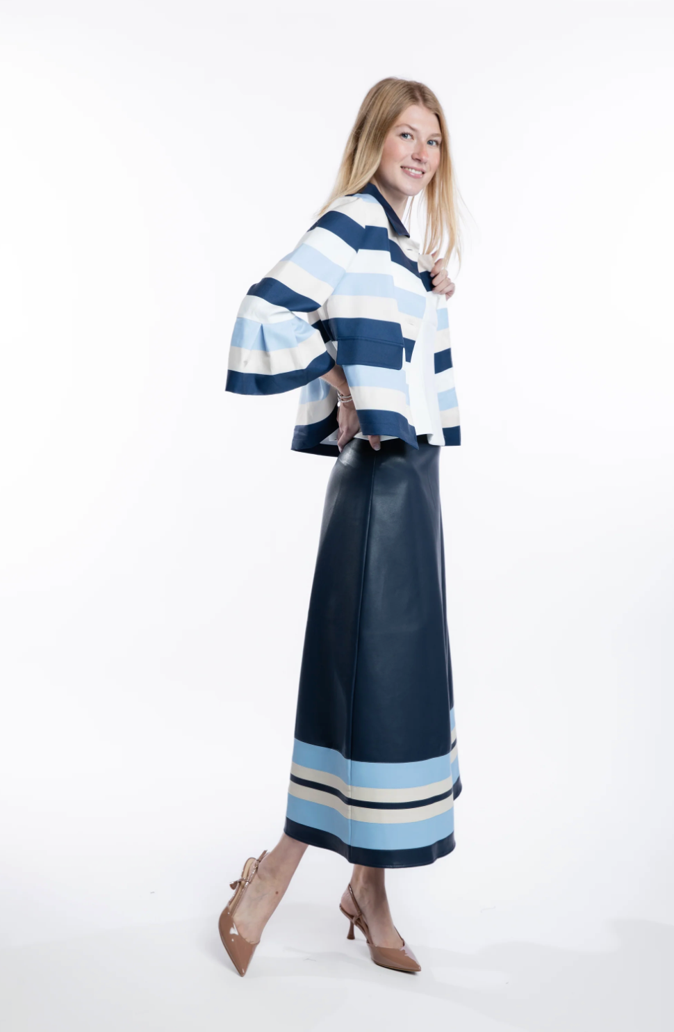 The Jackie Stripe Jacket in Blue Stripe