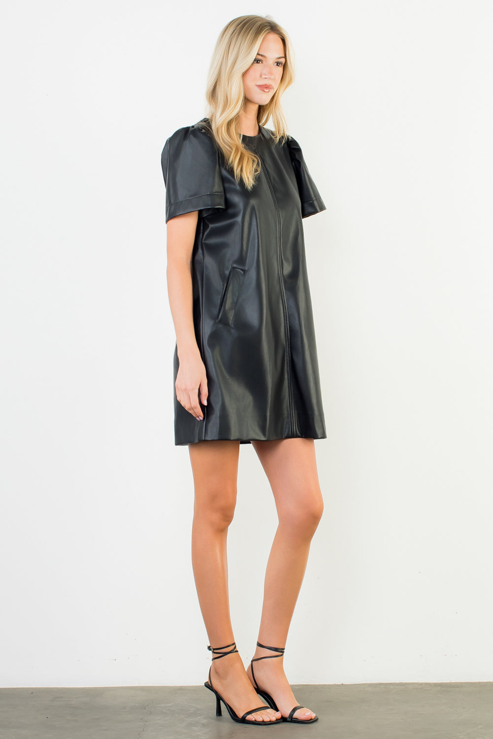 Black Vegan Leather Mini Dress