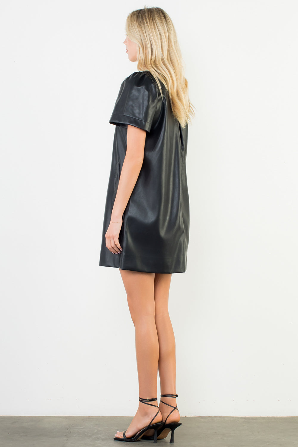 Black Vegan Leather Mini Dress