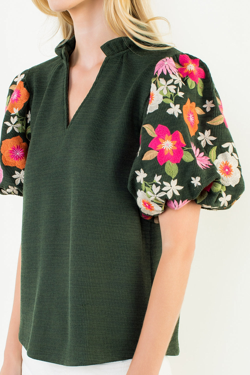 Evergreen Embroidered Top