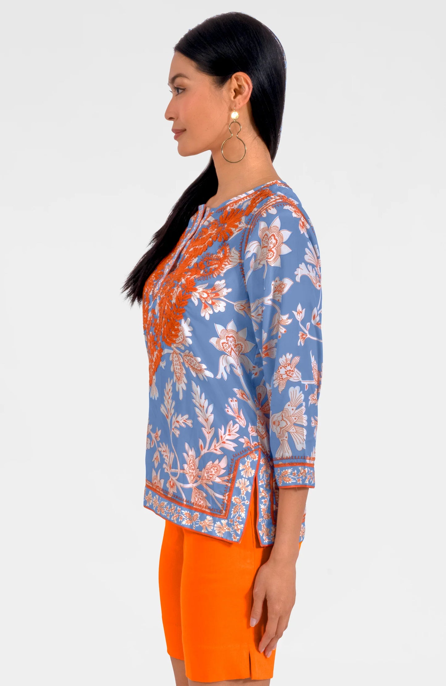 Stunning Stippling Silk Embroidered Tunic