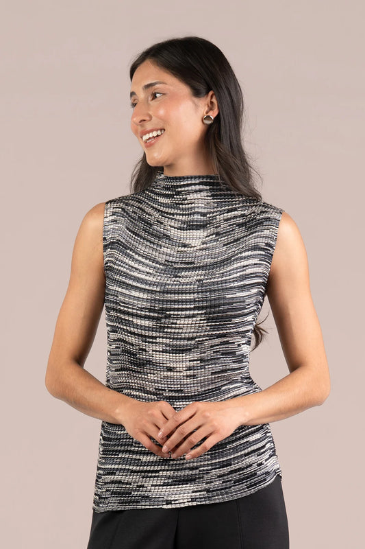 Plisse Mock Neck Tank Print