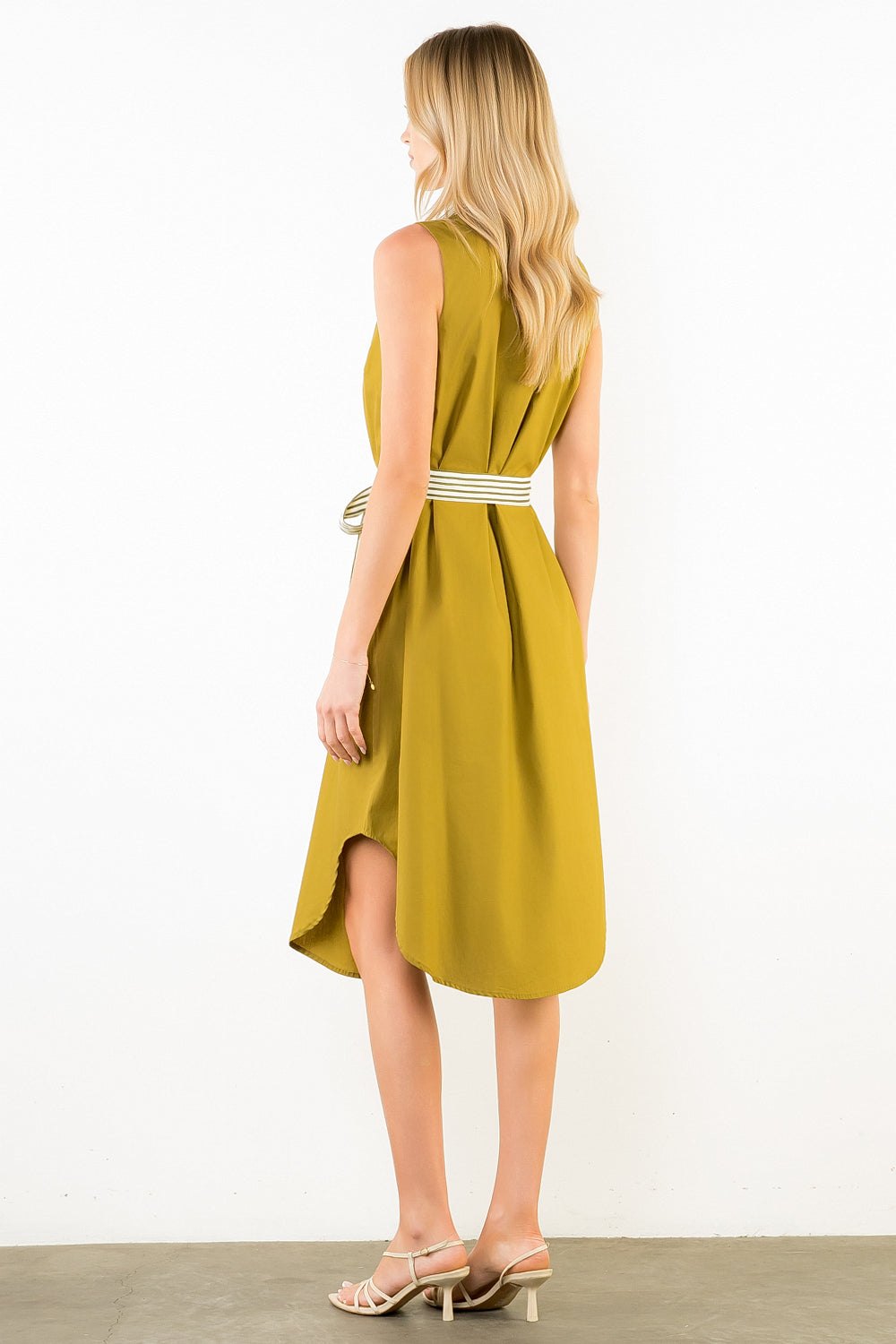 Olive Contrast Stripe Dress
