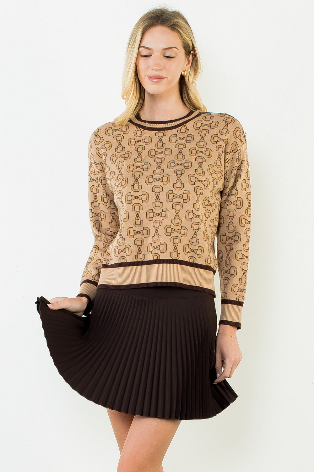 Chain Link Crew Neck Sweater