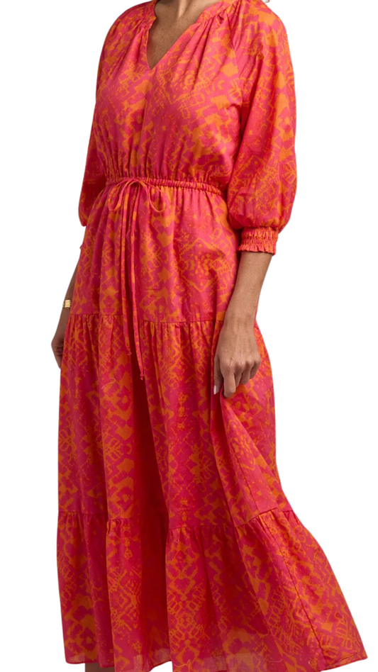 Caroline Dress in Pink and Orange - The French Shoppe
