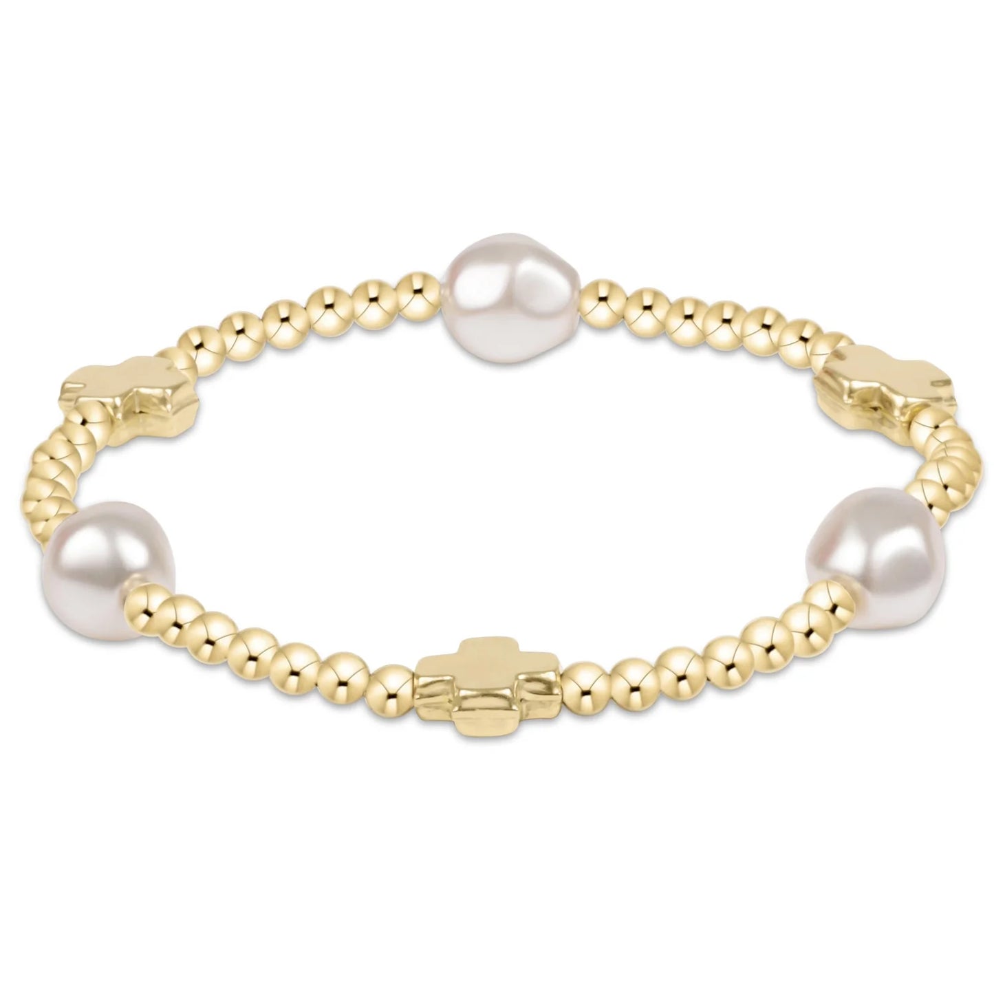 Signature Cross Admire Pearl Pattern 3mm bead bracelet