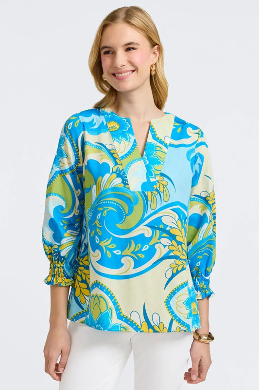 Alicia 3/4 Tropical Popover - Tops-Woven/Blouses
