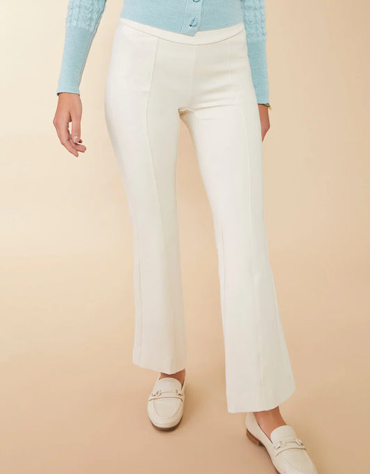 Brooke Ponte Trouser in Alabaster - Pants