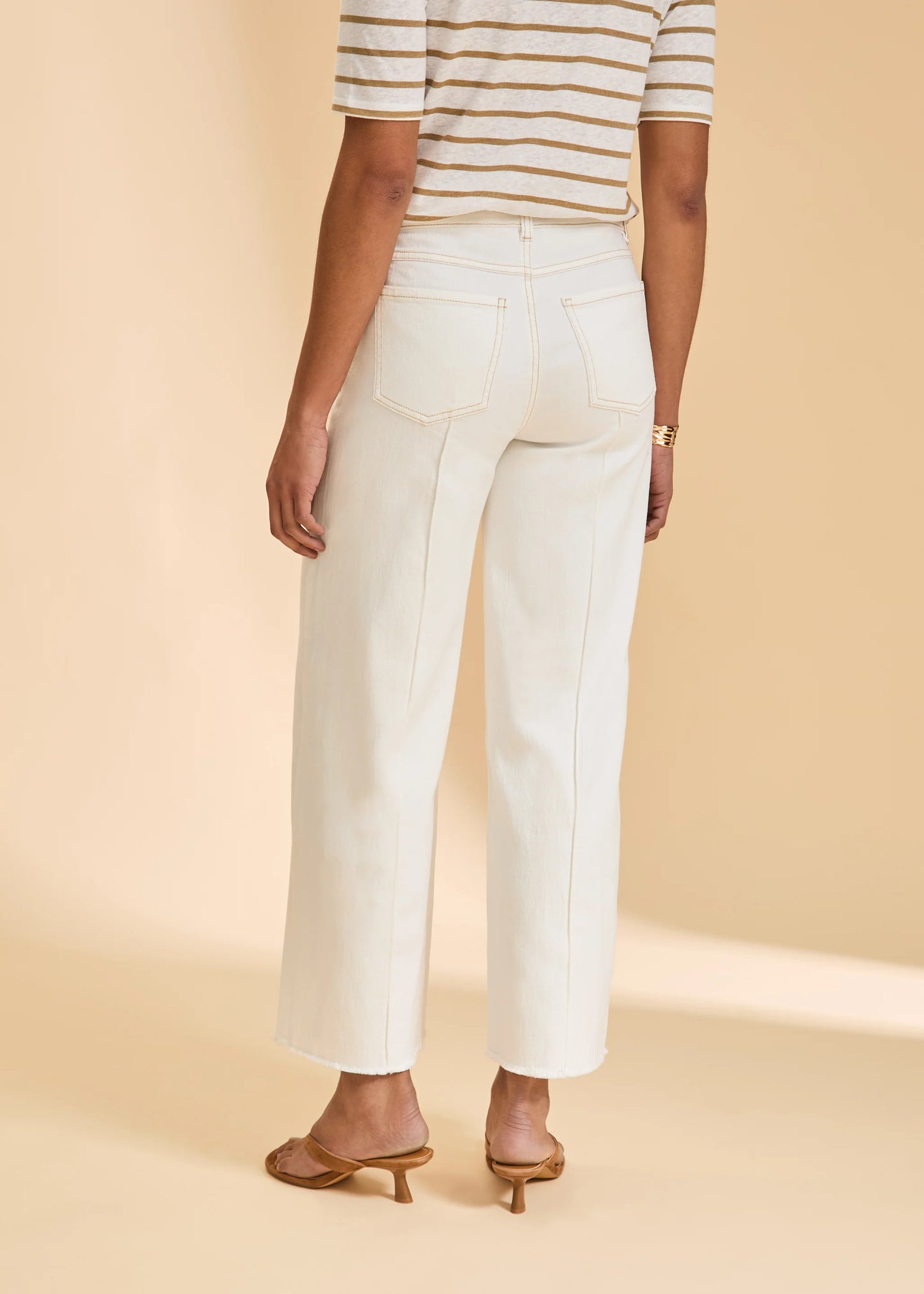 Olivia Wide Leg Ankle Denim in Ivory