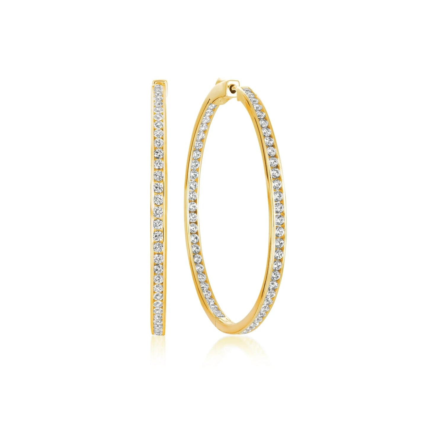 Inside Out 1.3" Hoop Earrings Finished in Gold