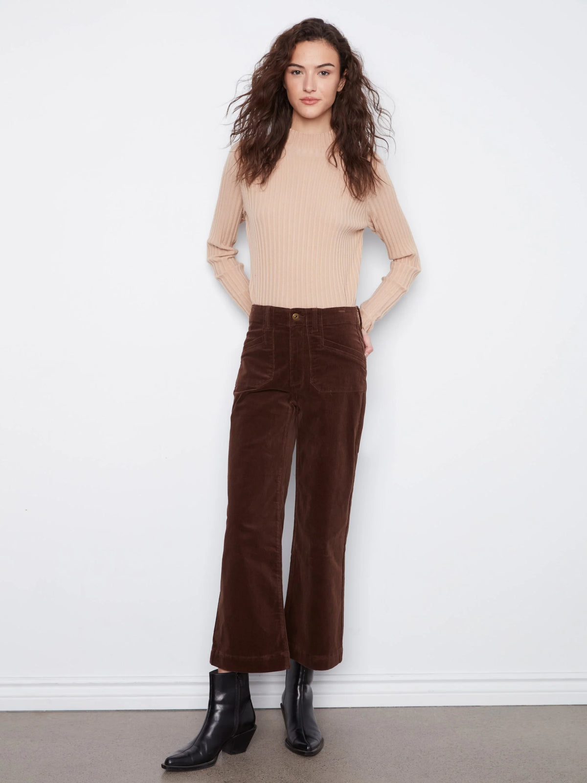 Cropped Wide Leg Corduroy Pants