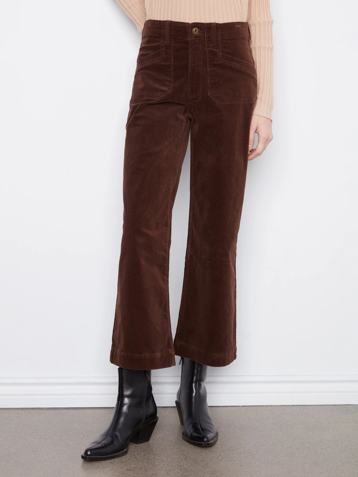 Cropped Wide Leg Corduroy Pants