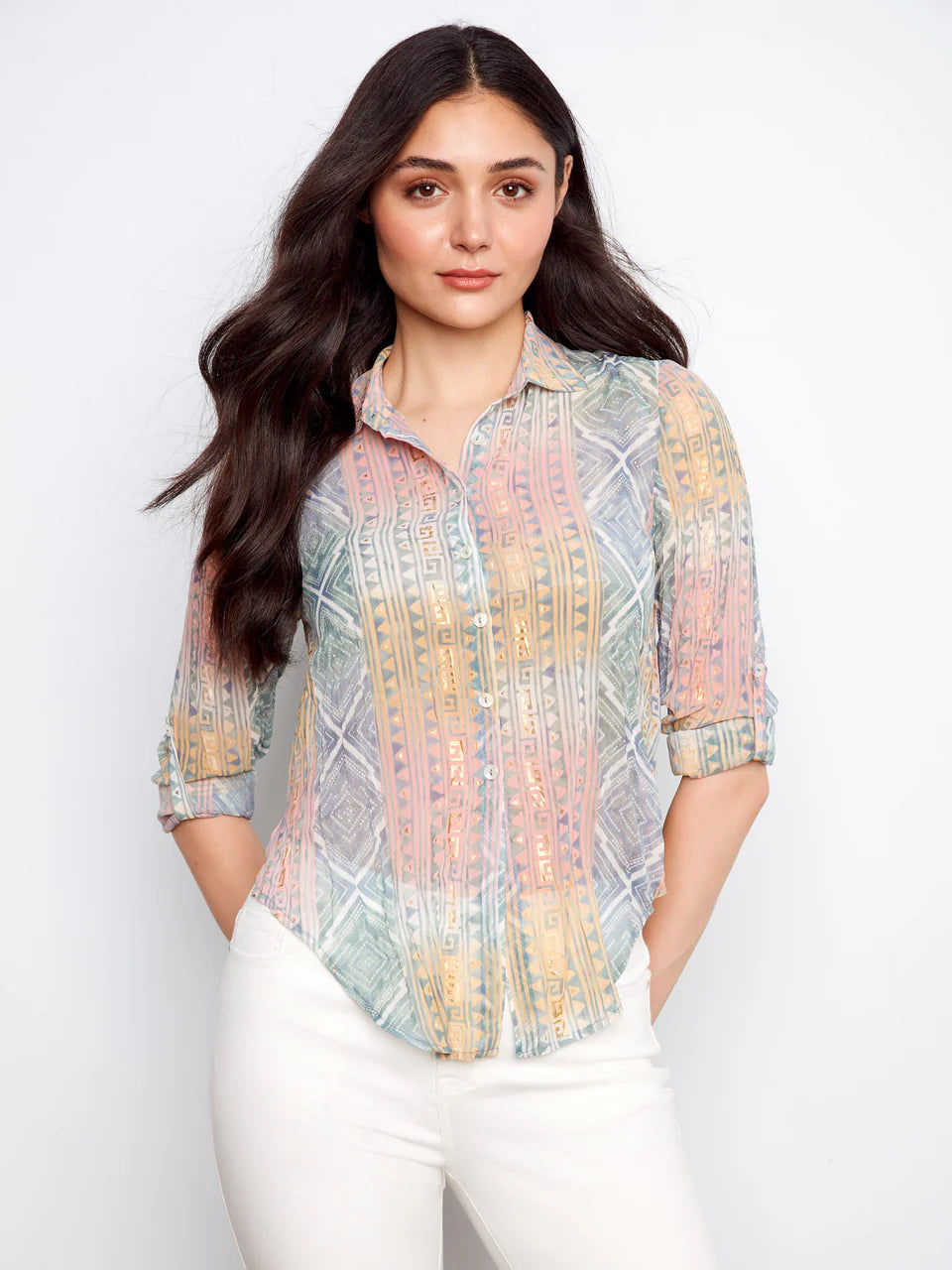 Foiled Printed Crinkle Shirt