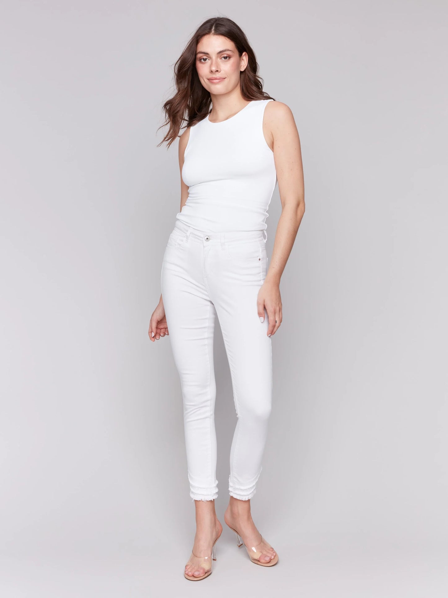 Frayed Hem Twill Denim