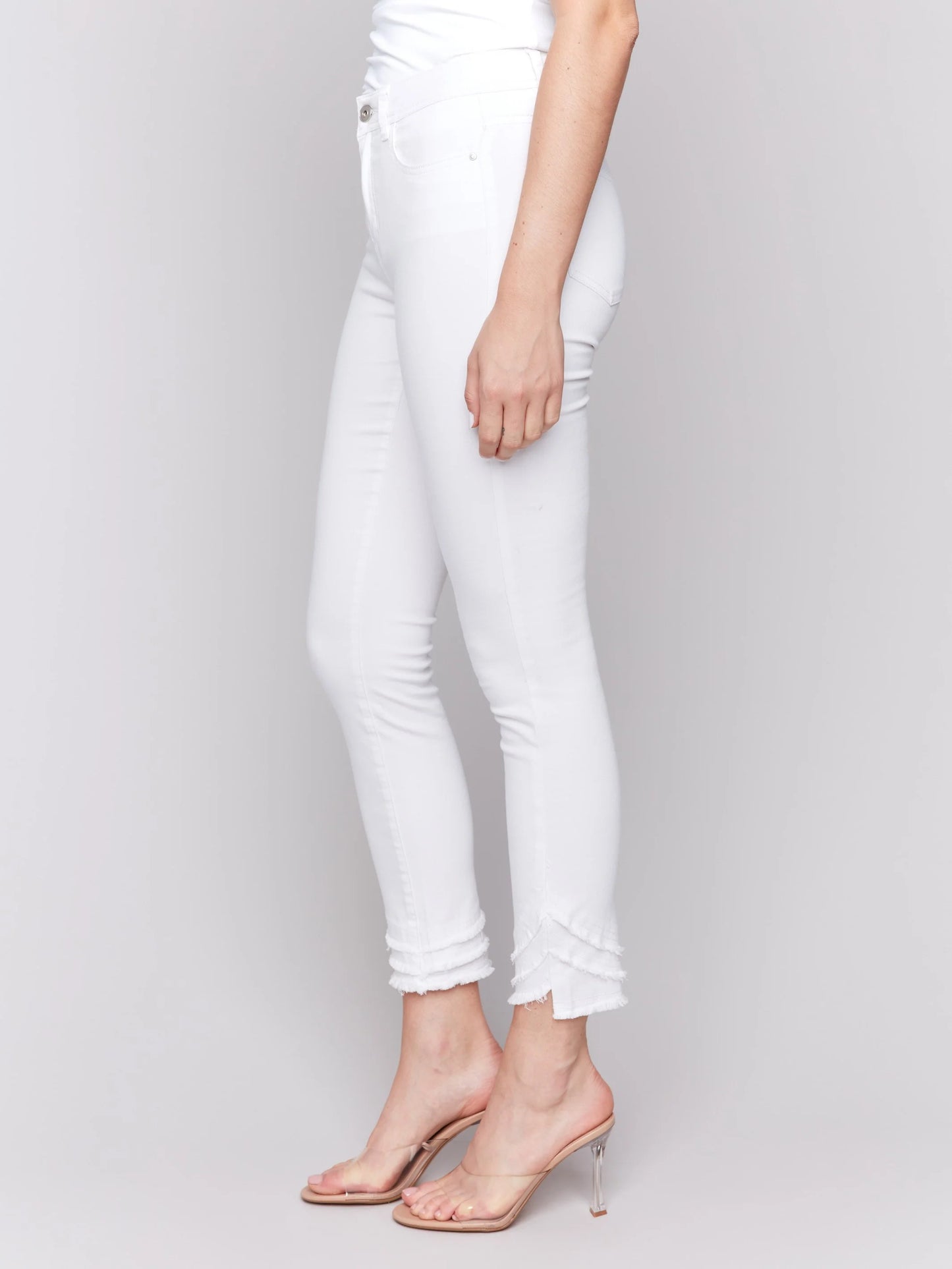 Frayed Hem Twill Denim
