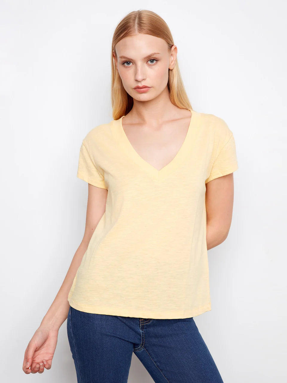 Organic Cotton Drop Shoulder V-Neck T-Shirt
