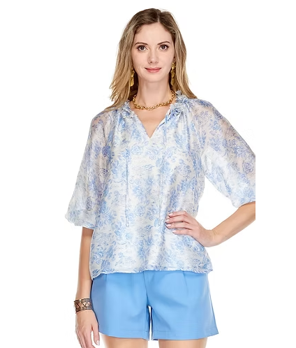 Dimensional Flowers Top - Tops-Novelty/Cut & Sewn