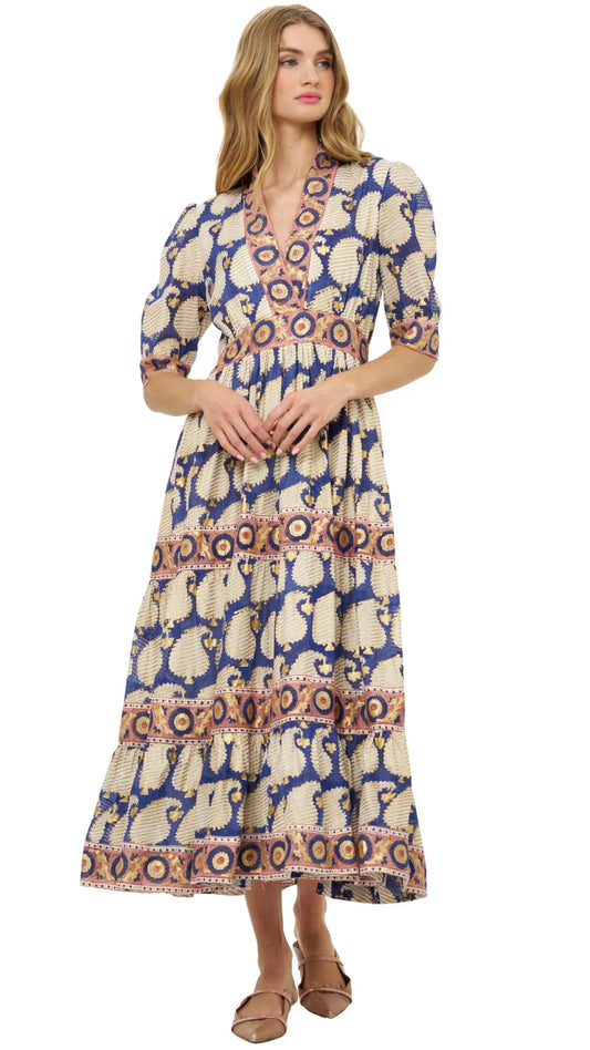 V-Neck Cuffed Maxi