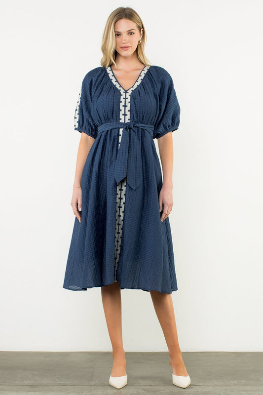 Embroidered Midi Dress