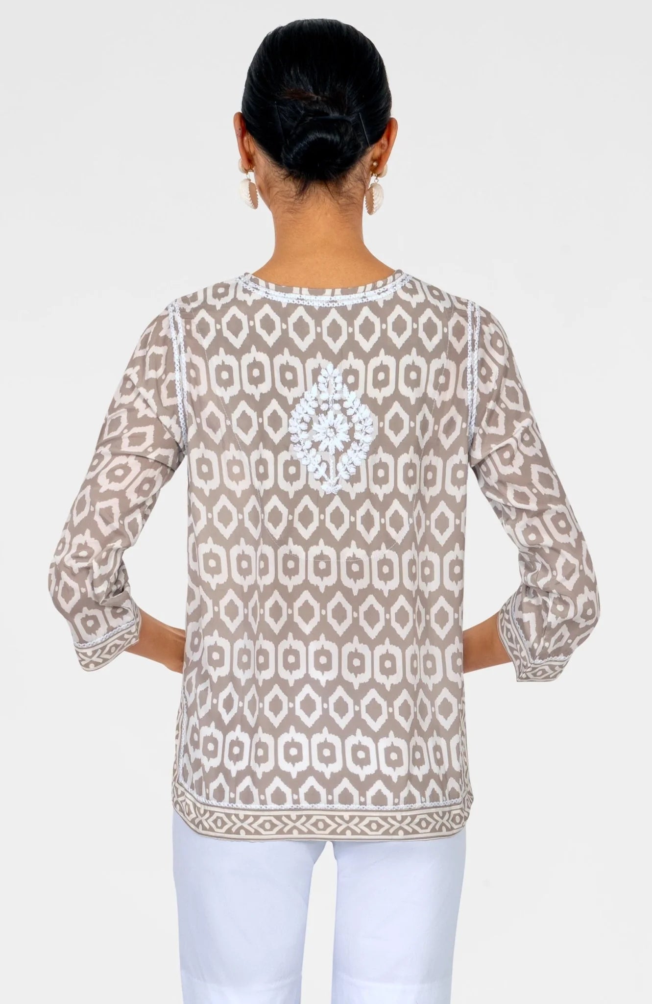 Geo Embroidered Silky Tunic