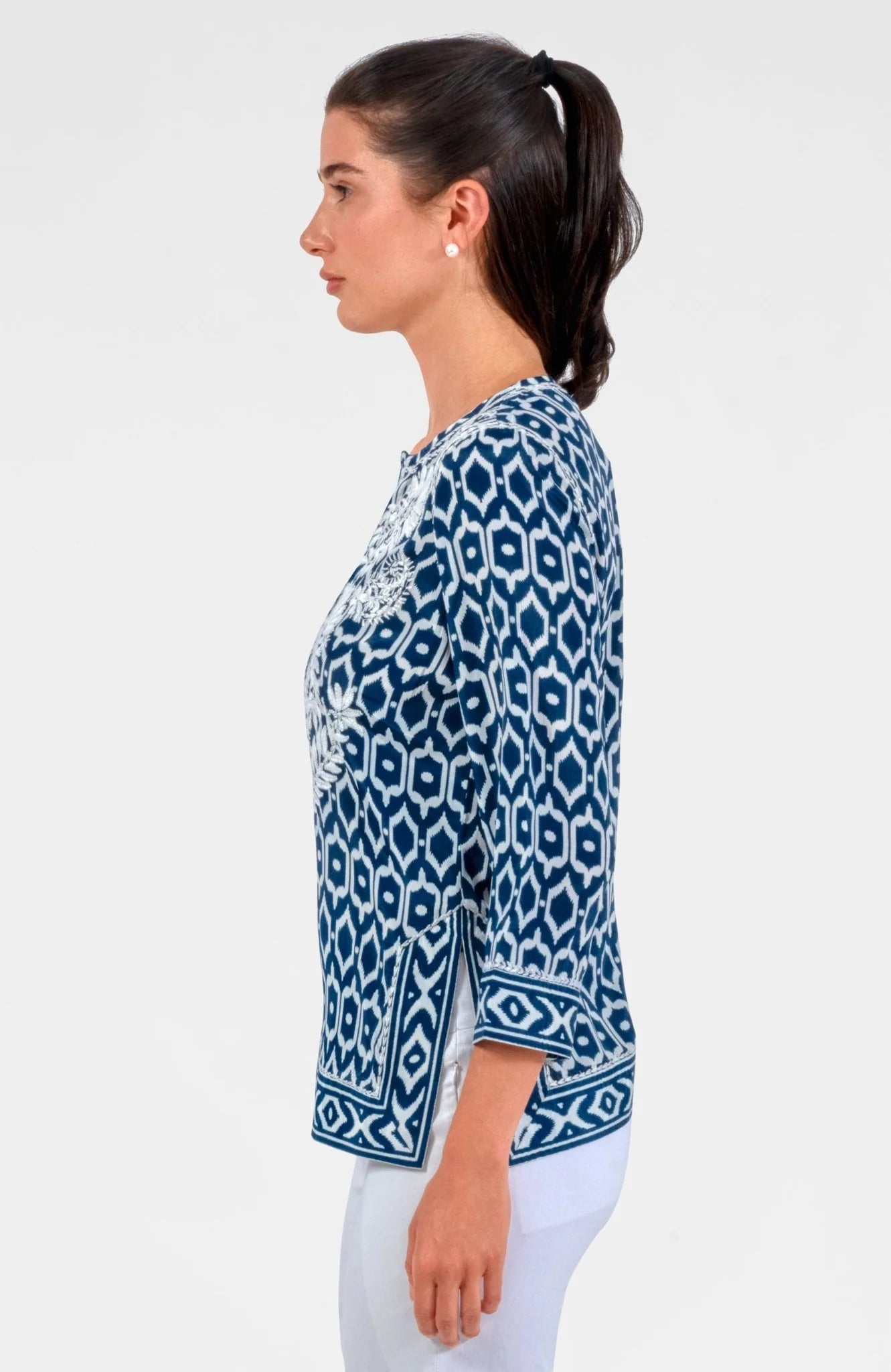 Geo Embroidered Silky Tunic