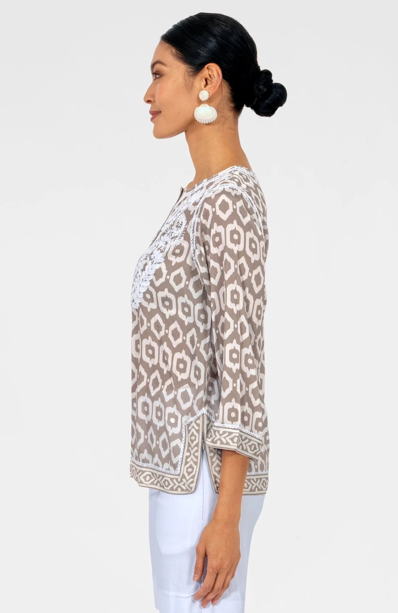 Geo Embroidered Silky Tunic
