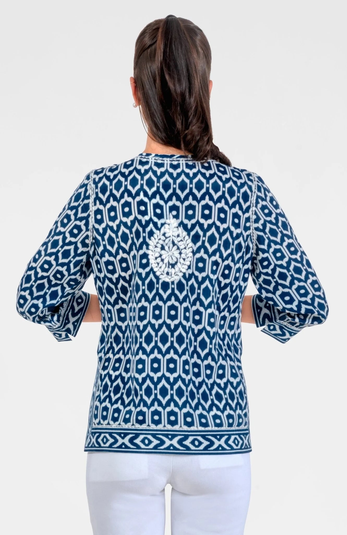 Geo Embroidered Silky Tunic