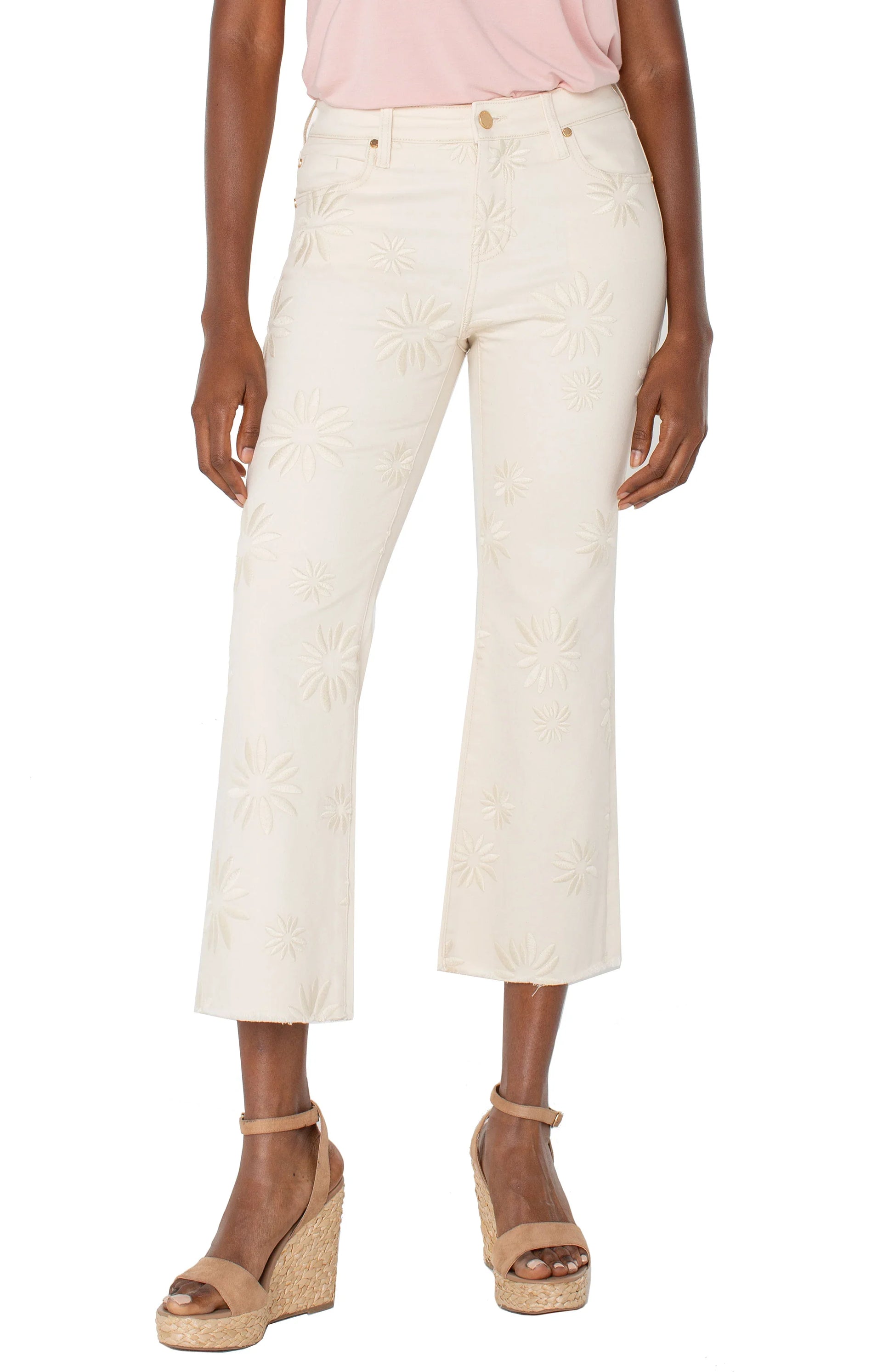 Hannah Crop Flare - 2 / Ecru Abstrct - Denim
