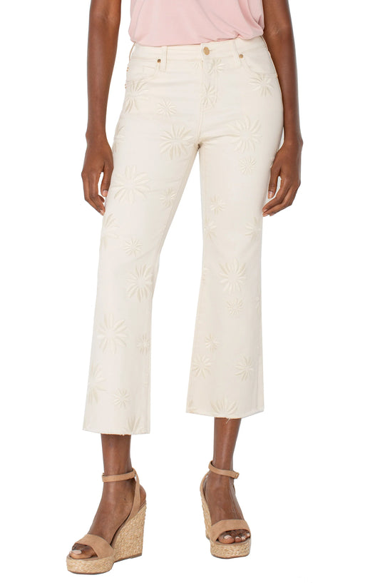 Hannah Crop Flare - 2 / Ecru Abstrct - Denim