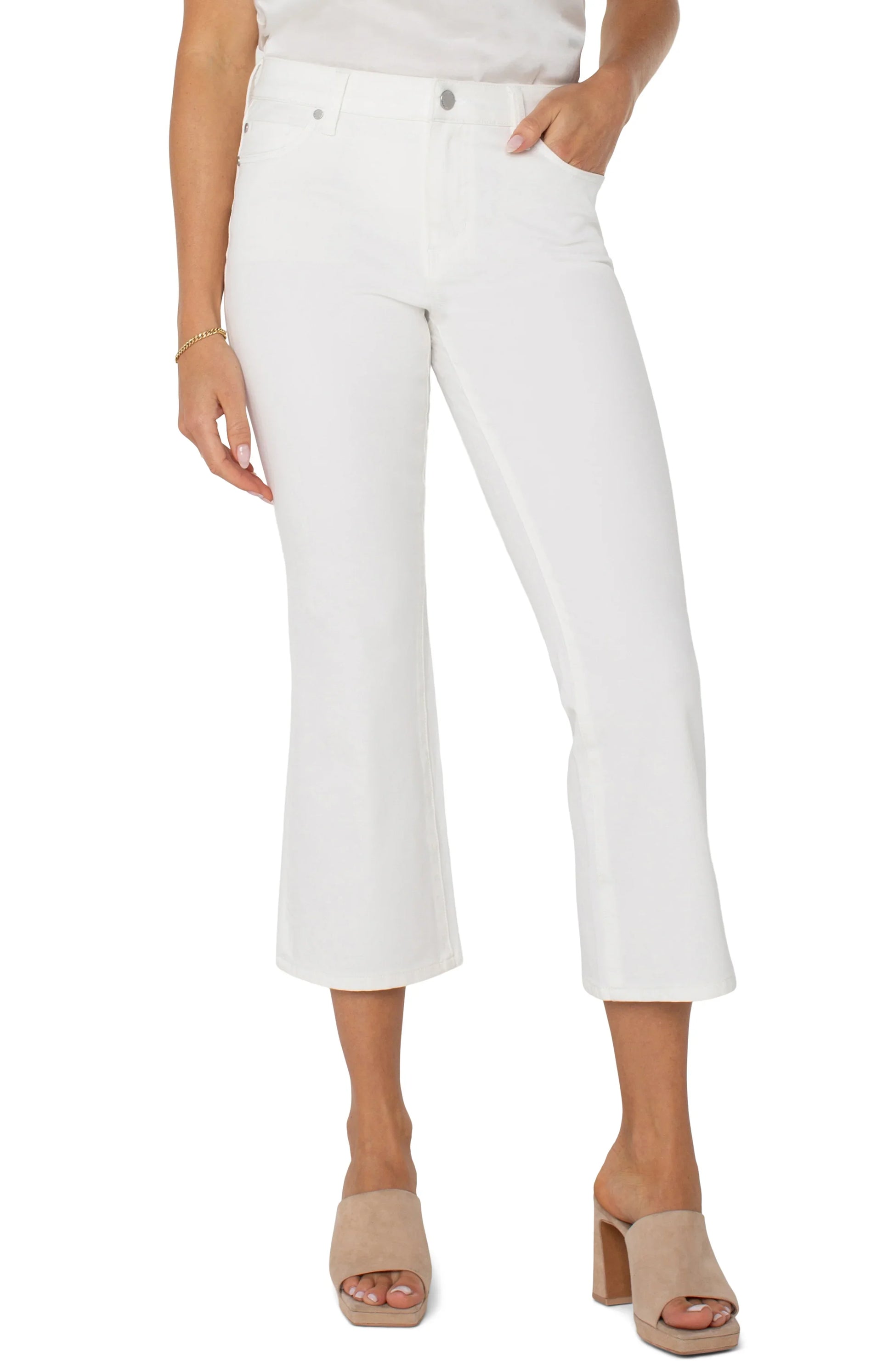 Hannah Cropped Flare - 4 / White - Denim