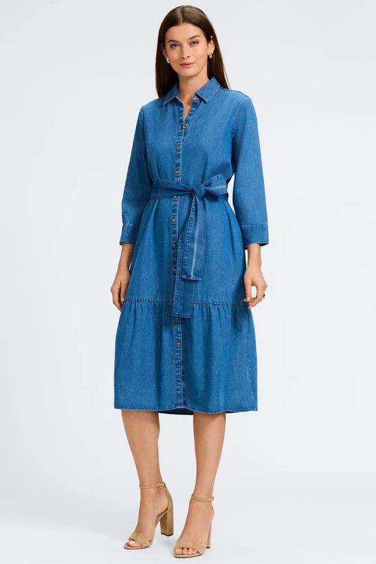 Ivy 3/4 Sleeve Denim Dress - Small / Medium Wash - Dress