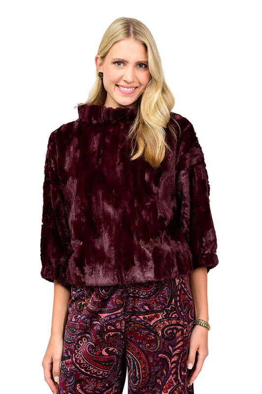 Poof Sleeve Faux Fur Popover