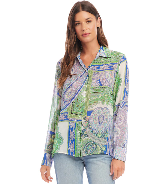 Long Sleeve Shirt in Paisely - The French Shoppe