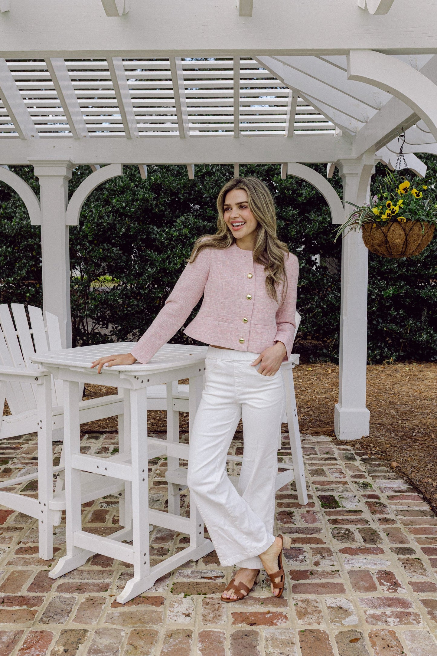 Blush Tweed Button Front Jacket
