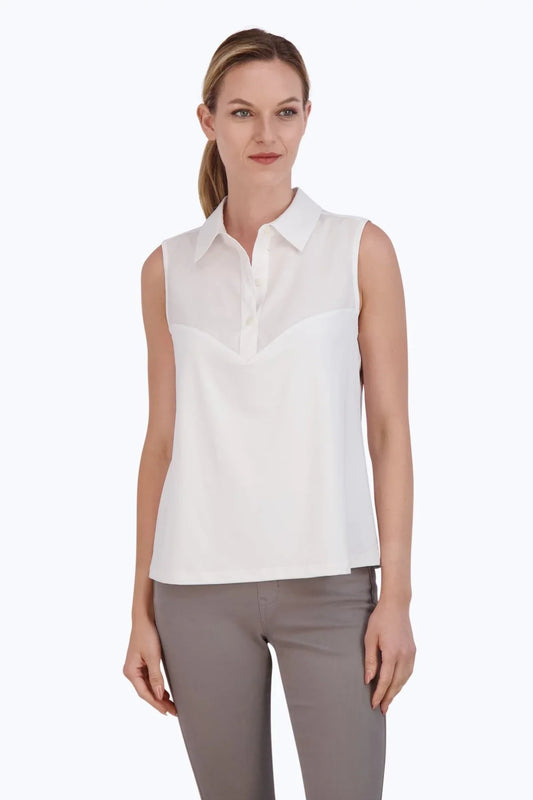 Knit/Woven Sleeveless Layering Tank - Tops-Woven/Blouses