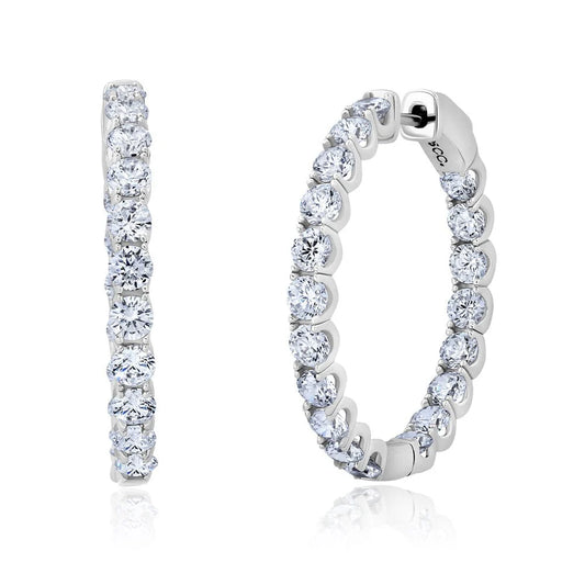5.3ct Brilliant Round Hoop Earrings Finished in Platinum