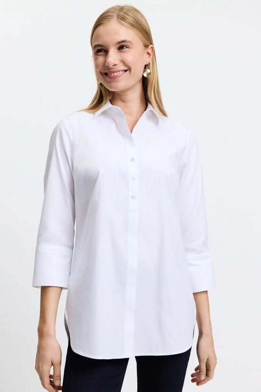 Madison 3/4 Sleeve Tunic - 4 / White - Tops-Woven/Blouses