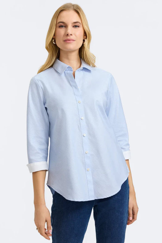 Margie Dobby Bias Shirt - XS / Soft Blue - Tops-Woven/Blouses