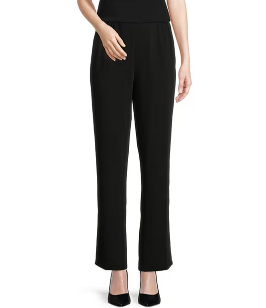 Matte Crepe Pull-On Straight Leg Pants - XS / Black - Pants