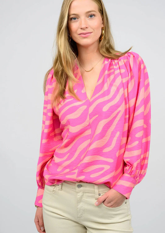 Mod Zebra Top - Tops-Woven/Blouses