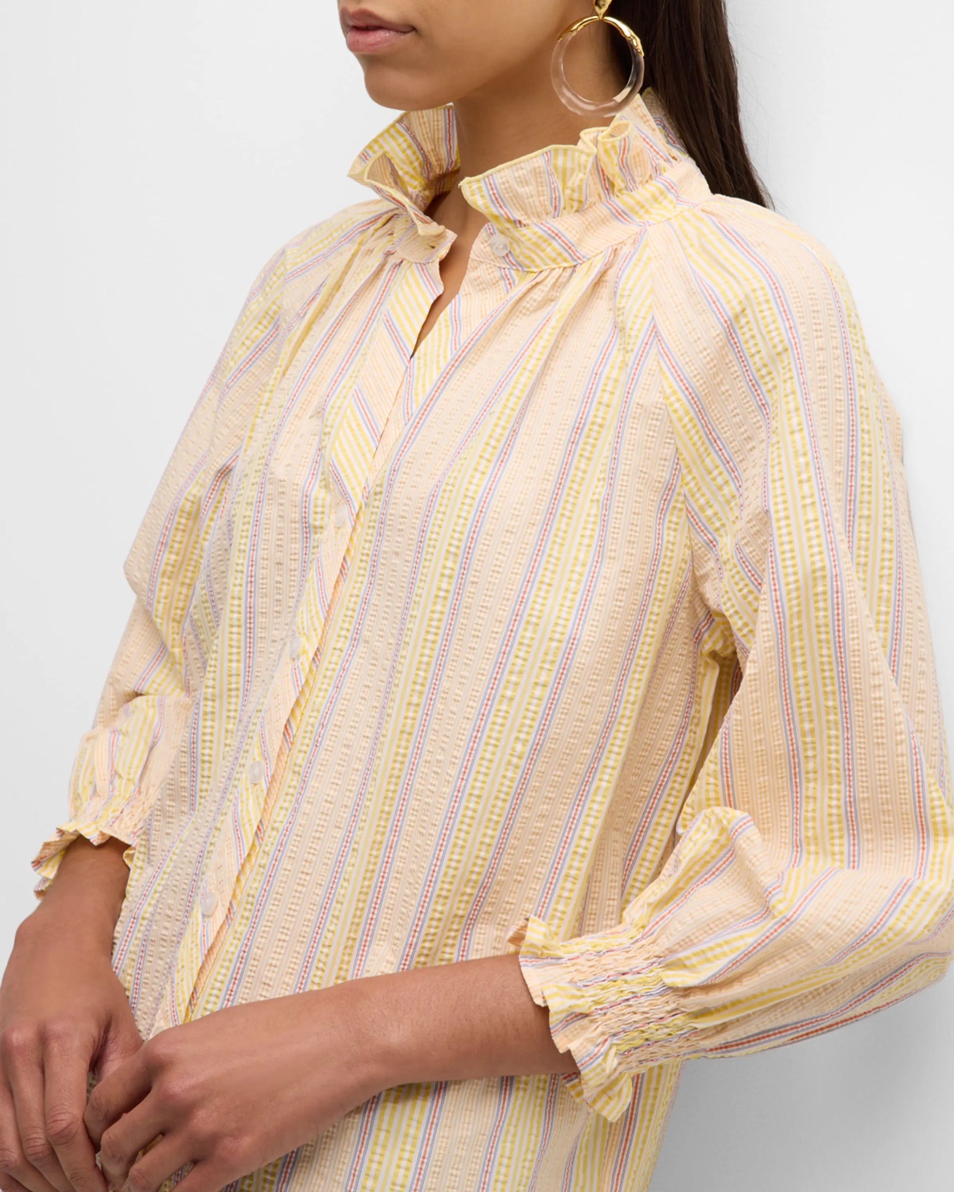 Fiona Shirt Seersucker in Sunny Stripe - The French Shoppe