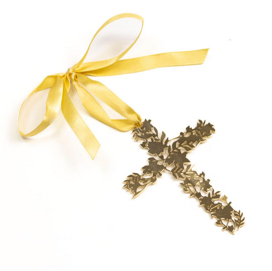 Peace Lily Cross Ornament Gold - Accessories