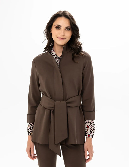 Ponte Sashed Jacket - XS / Chocolate - Jacket