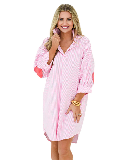 Preppy Dress Heart Elbow - One Size / Pink Stripe - Dress