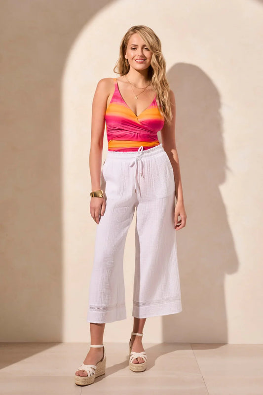 Pull On Cover Up Capri - Small / White - Pants