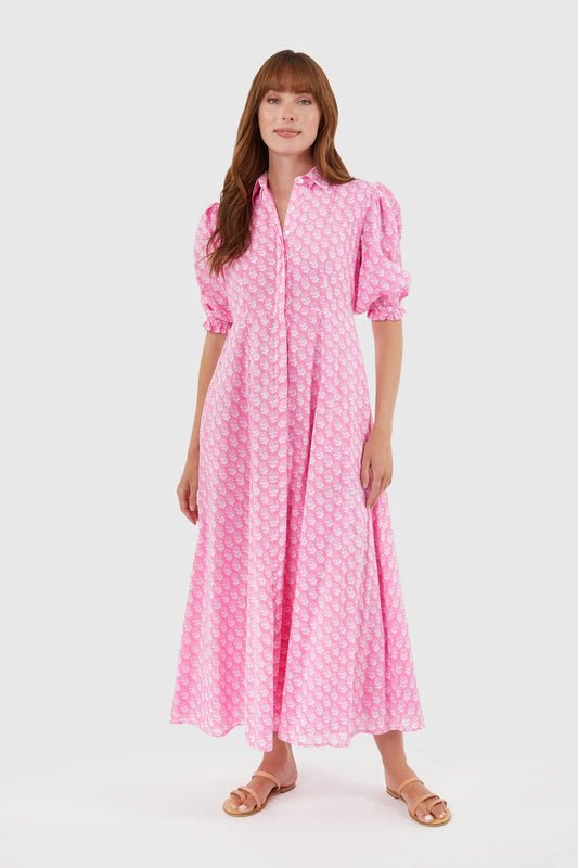 Rosie Dress in Pink Marigolds - Dress