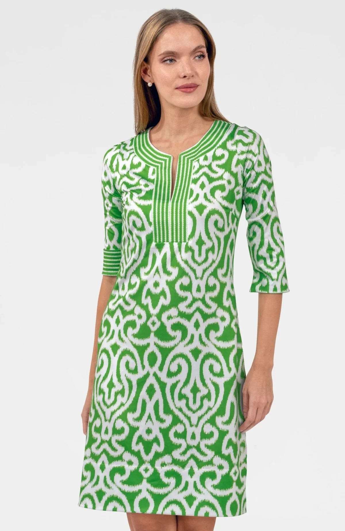 Split Neck Dress in Arabesque