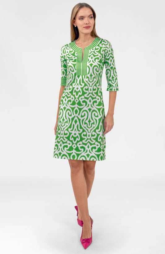 Split Neck Dress in Arabesque