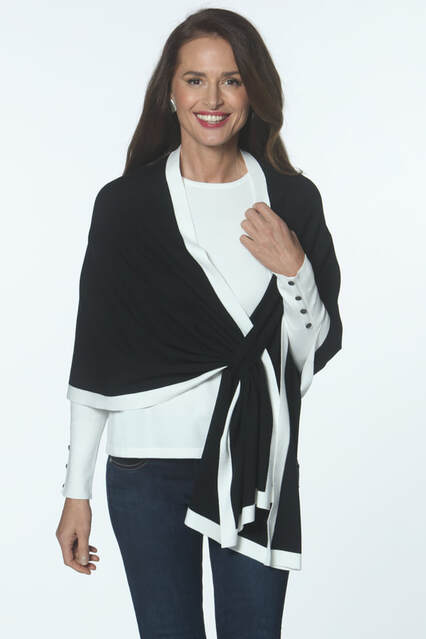 Tipped Wrap - One Size / Black/Ivory - Accessories